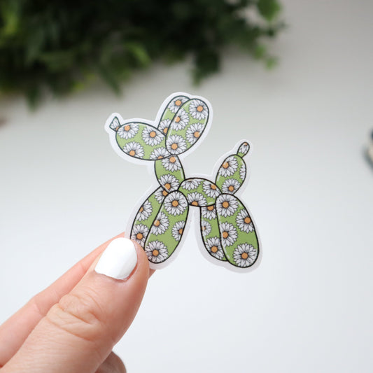 Balloon Dog Green Daisy Pattern Stickers