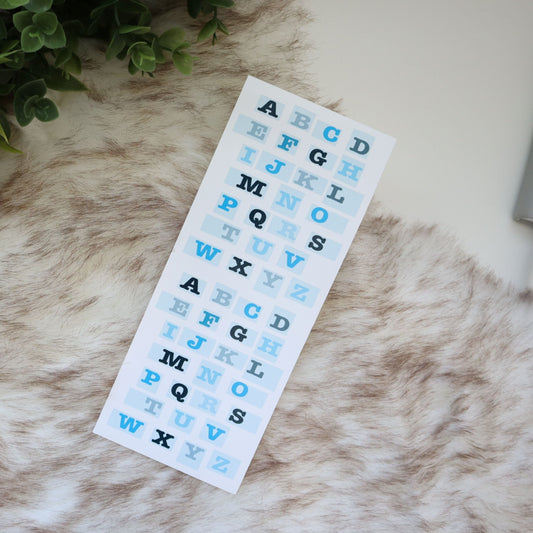 Blue Alphabet Sticker Sheet